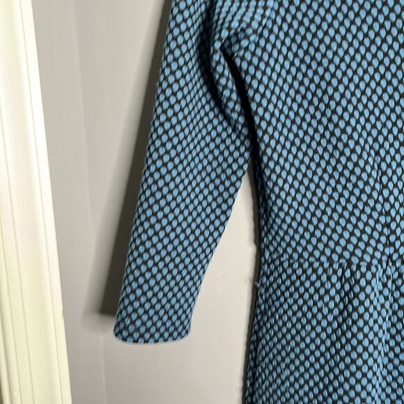 HD in Paris Blue and Black Wrap Dress With 3/4 Length Sleeves Size Small - Picture 5 of 7